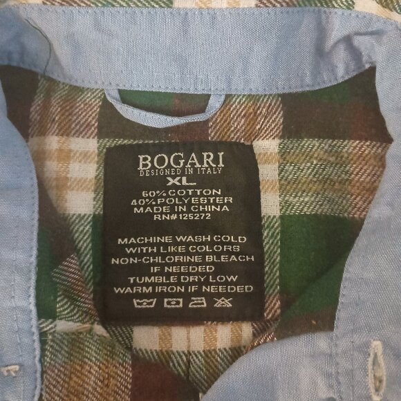 Bogari Men’s Green Brown Tan Off-White Plaid Flannel Button Shirt NWOT Size XL - Picture 7 of 15